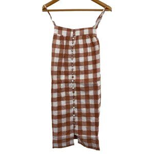 English Factory Brown and White Checkered Midi Dress